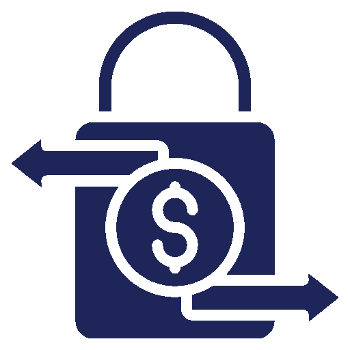 Lock icon with a dollar sign inside on a white background