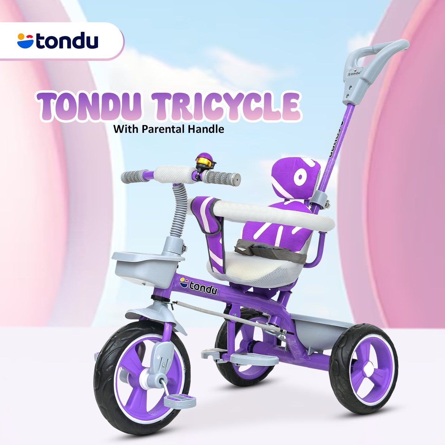 Purple TONDU Tricycle for Kids with Safety Arm & Seat Belt - Vesco Cycles
