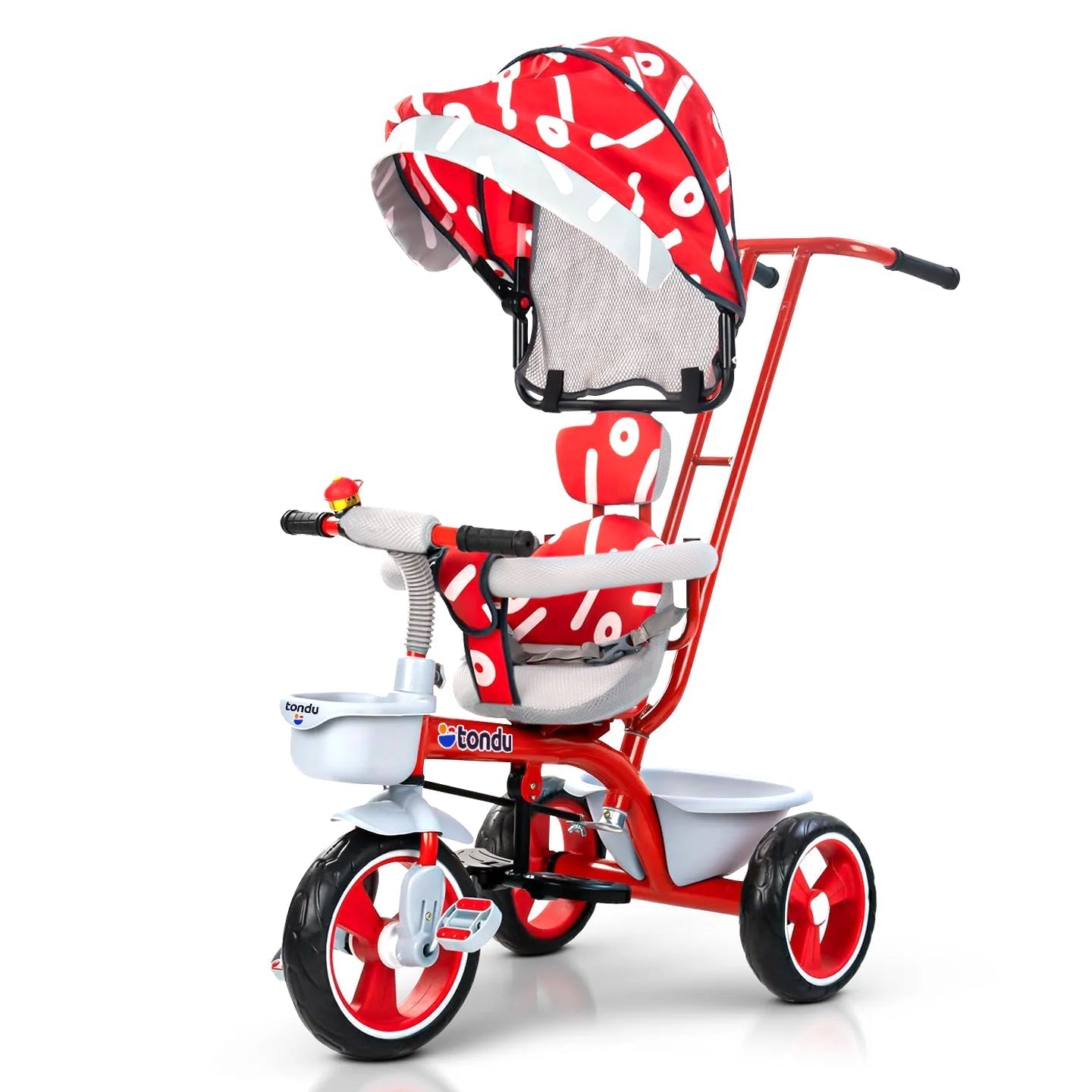 Red TONDU Tricycles with Canopy Seat Belt - Vesco Cycles