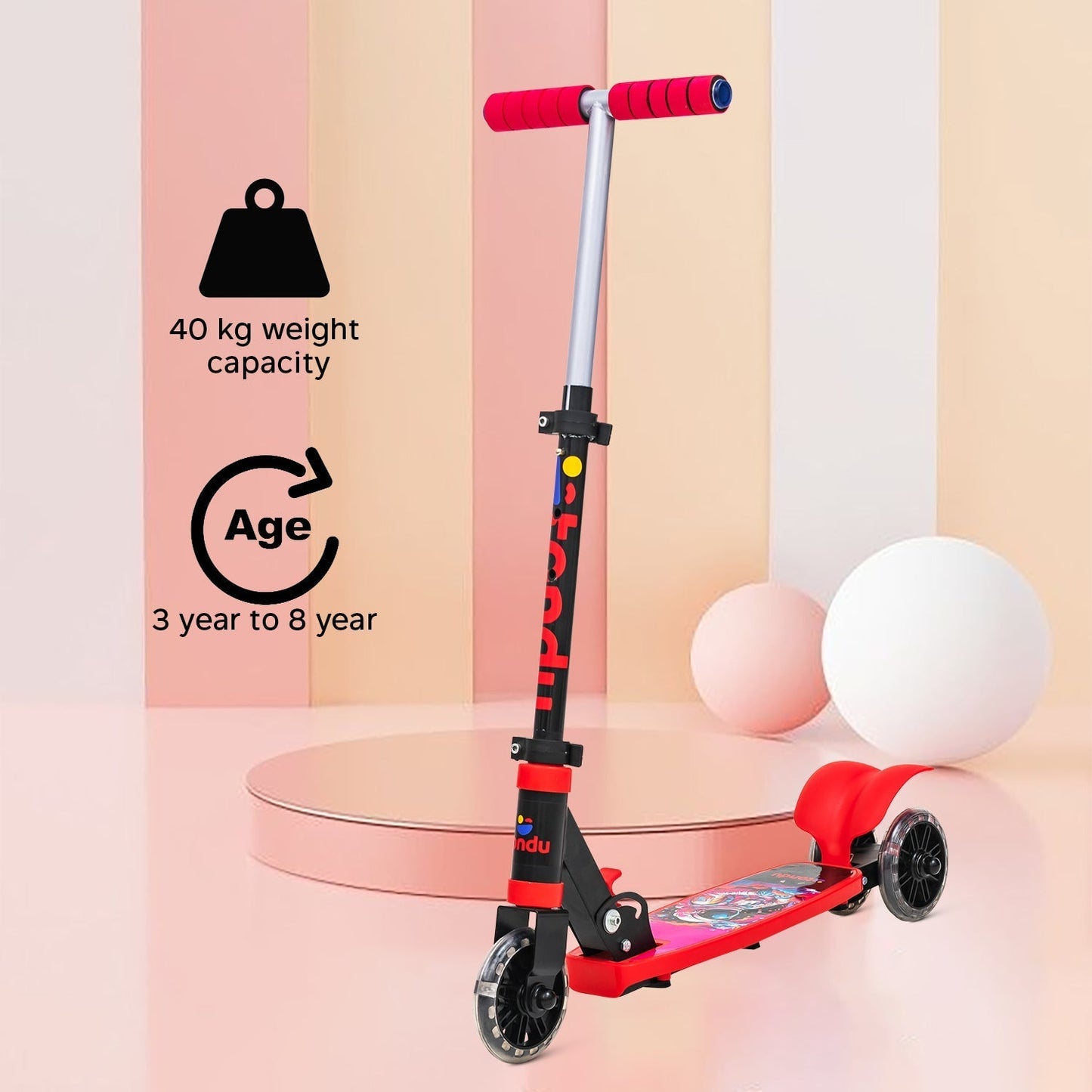 TONDU Earth Kick Scooter (Red)) - Vesco Cycles