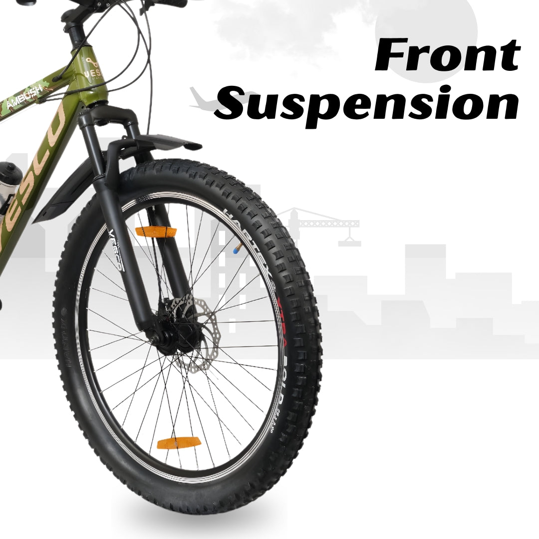 VESCO Ambush 27.5T Mountain Bike – 21 Speed | Strong Steel Frame | Dual Disc Brake | Ideal for 15+ Adults (Green)