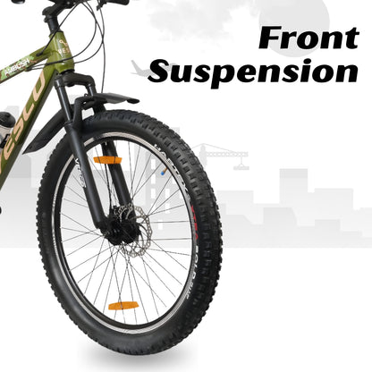 VESCO Ambush 27.5T Mountain Bike – 21 Speed | Strong Steel Frame | Dual Disc Brake | Ideal for 15+ Adults (Green)