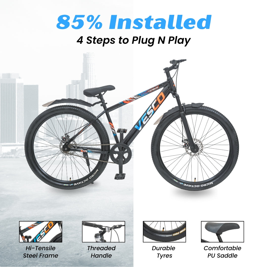 VESCO Torque 27.5T MTB Cycle for Men | Single Speed | Dual Disc Brake | Front Suspension