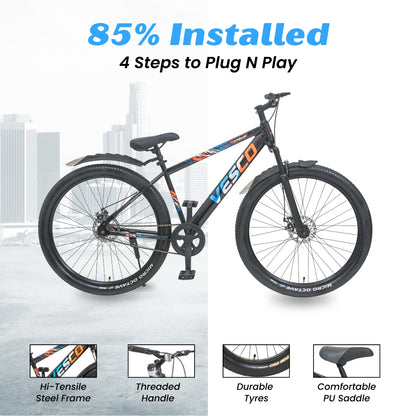 VESCO Torque 27.5T MTB Cycle for Men | Single Speed | Dual Disc Brake | Front Suspension