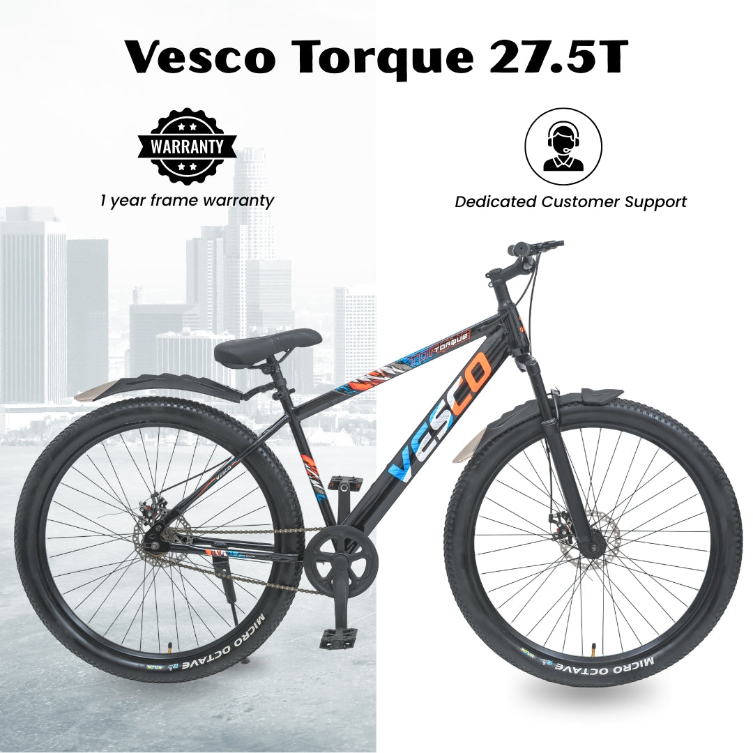 VESCO Torque 27.5T MTB Cycle for Men | Single Speed | Dual Disc Brake | Front Suspension