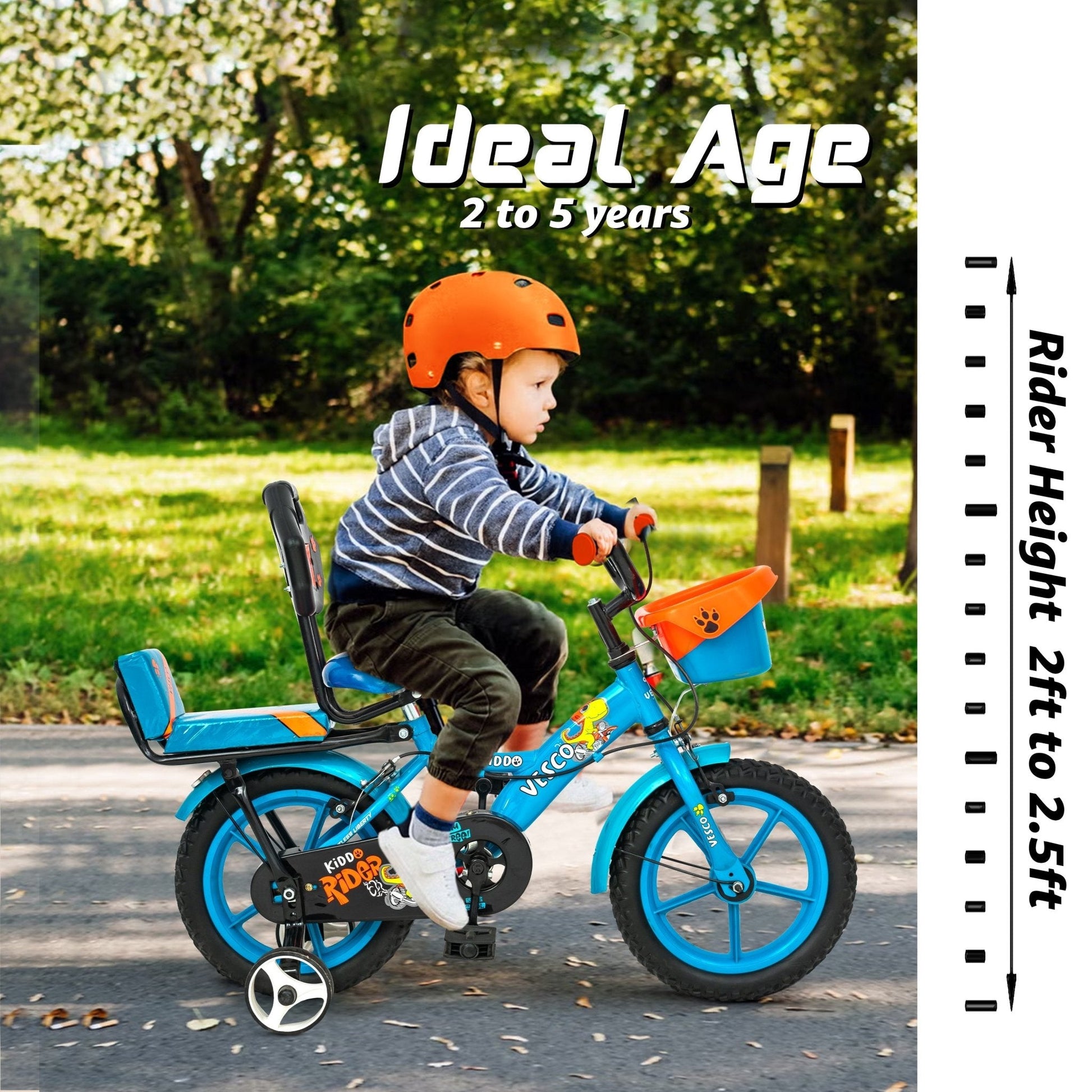 14 - T Blue Kiddo Cycle Kids Sports Bicycle Training Wheels - Vesco Cycles