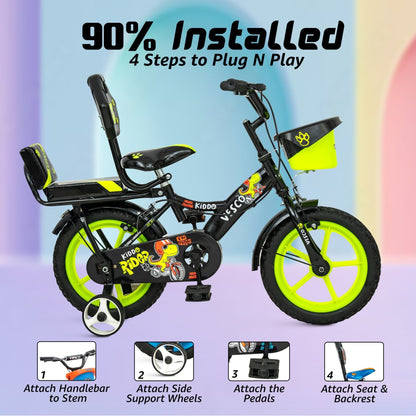 14 - T Green Kiddo Cycle Kids Sports Bicycle Training Wheels - Vesco Cycles