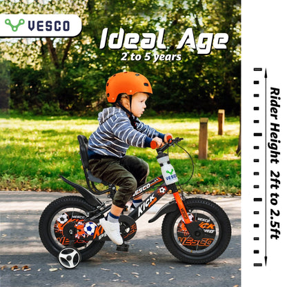 14T Orange Kick Pro Bicycle for Kids 3 to 5 Years - Vesco Cycles