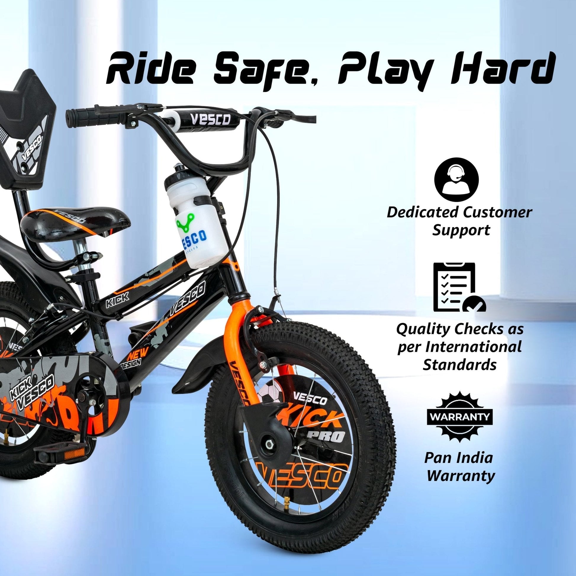 14T Orange Kick Sports Kids Bicycle - Vesco Cycles