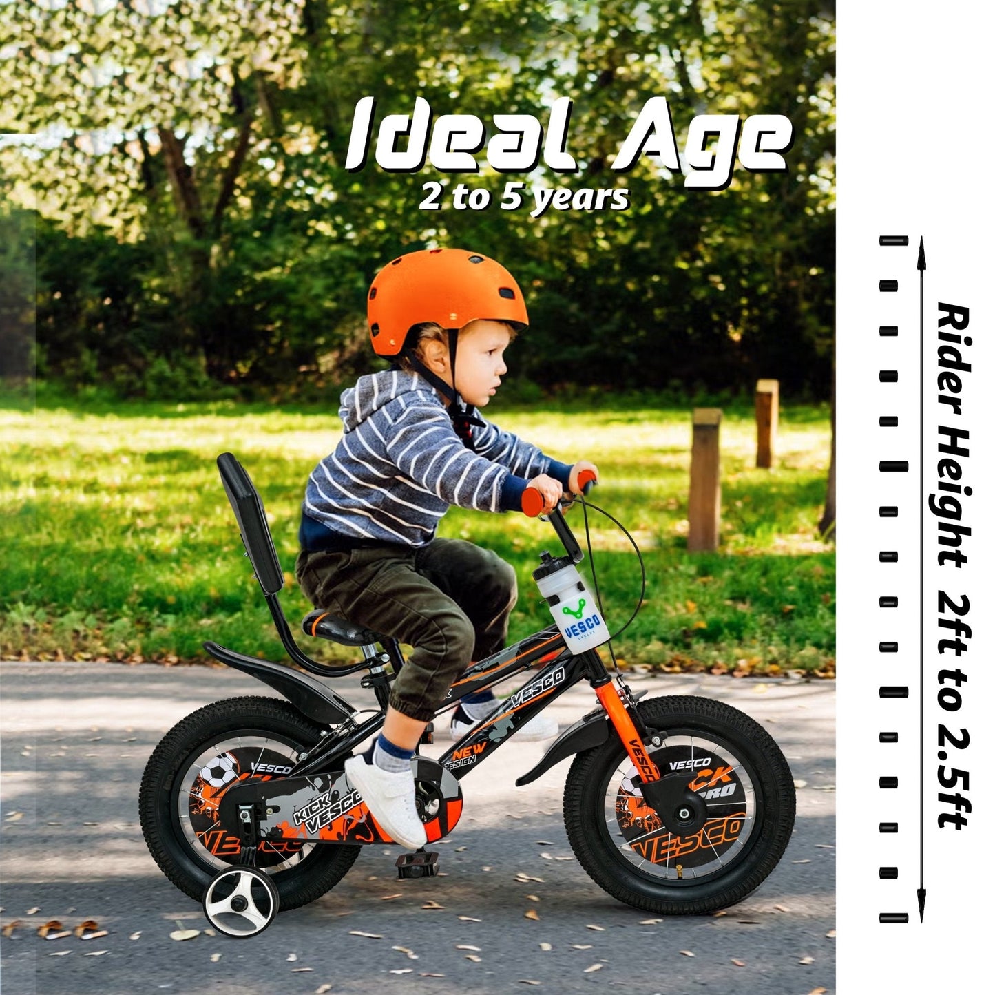14T Orange Kick Sports Kids Bicycle - Vesco Cycles