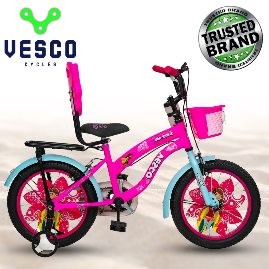 VESCO Super Girl 16 T Road Cycle (Single Speed, Pink, Rigid)