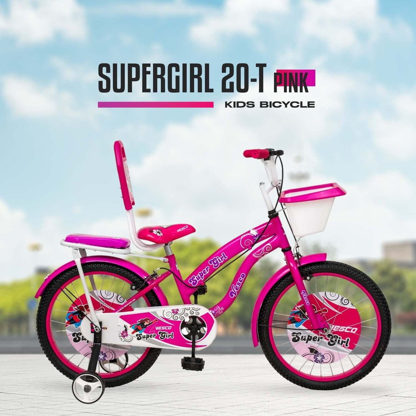 20 - T Pink Super Girl Cycle Kid's Bike - Vesco Cycles
