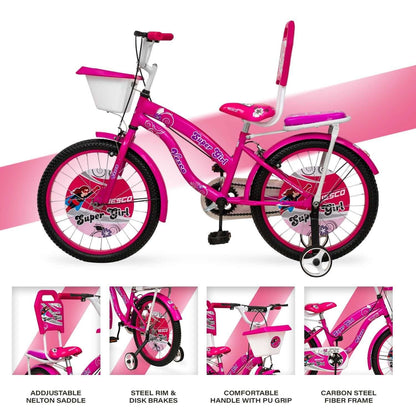 20 - T Pink Super Girl Cycle Kid's Bike - Vesco Cycles