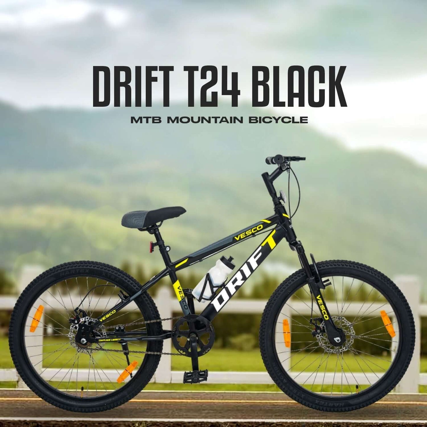 24 - T Drift Cycle Mountain Bike (Black) - Vesco Cycles