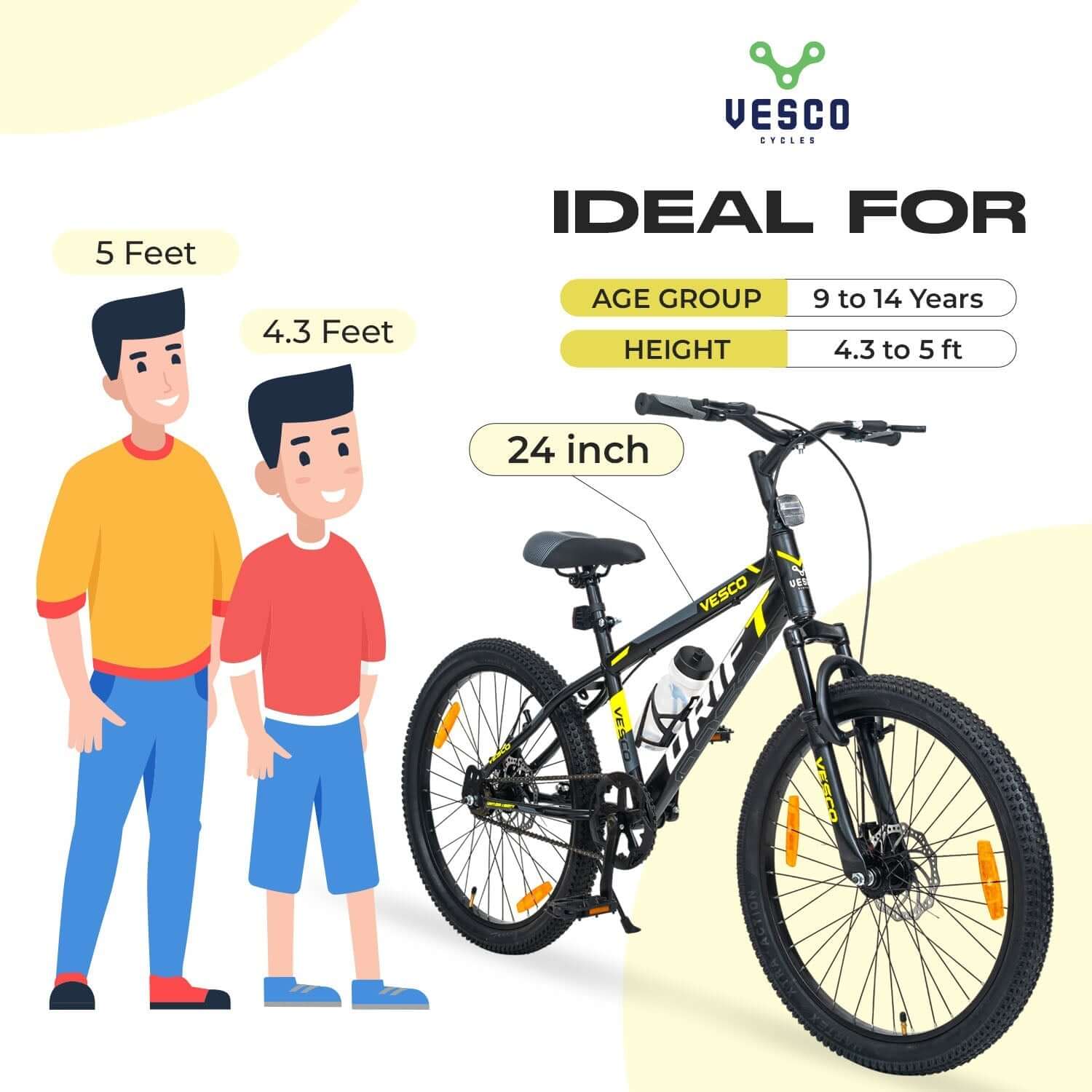 24 - T Drift Cycle Mountain Bike (Black) - Vesco Cycles
