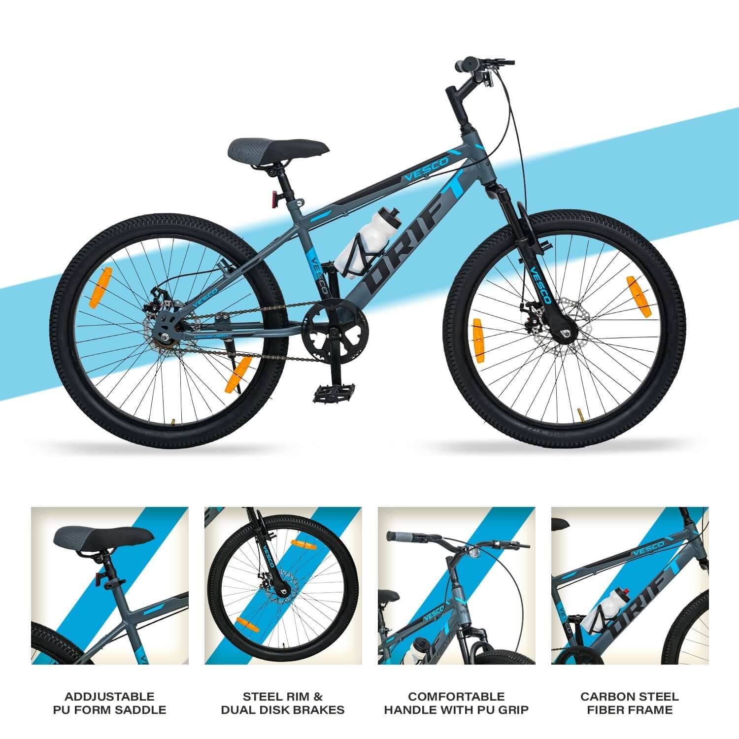 24 - T Drift Cycle Mountain Bike (Grey) - Vesco Cycles
