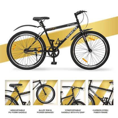 26T Black Downtown Cycle for Adults - Vesco Cycles