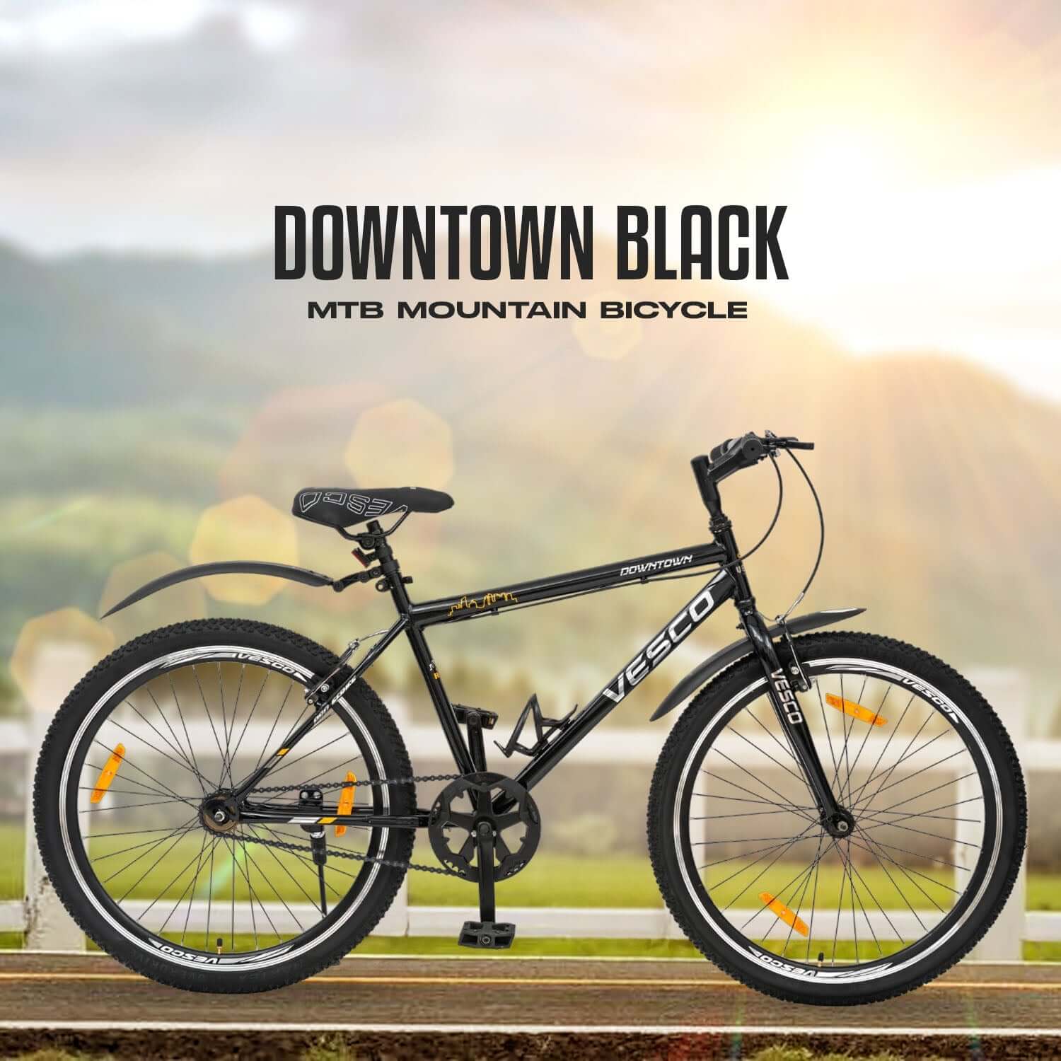 26T Black Downtown Cycle for Adults - Vesco Cycles