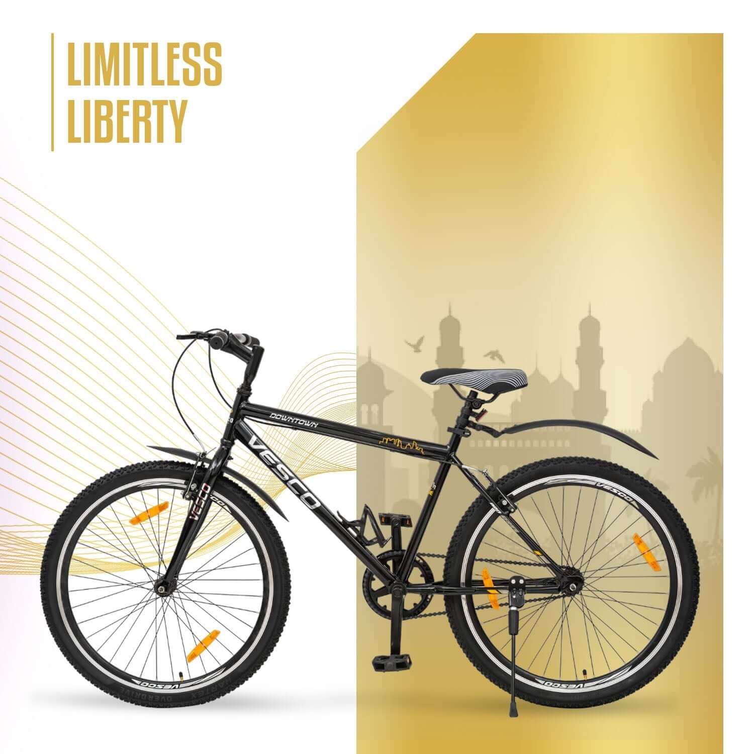 26T Black Downtown Cycle for Adults - Vesco Cycles