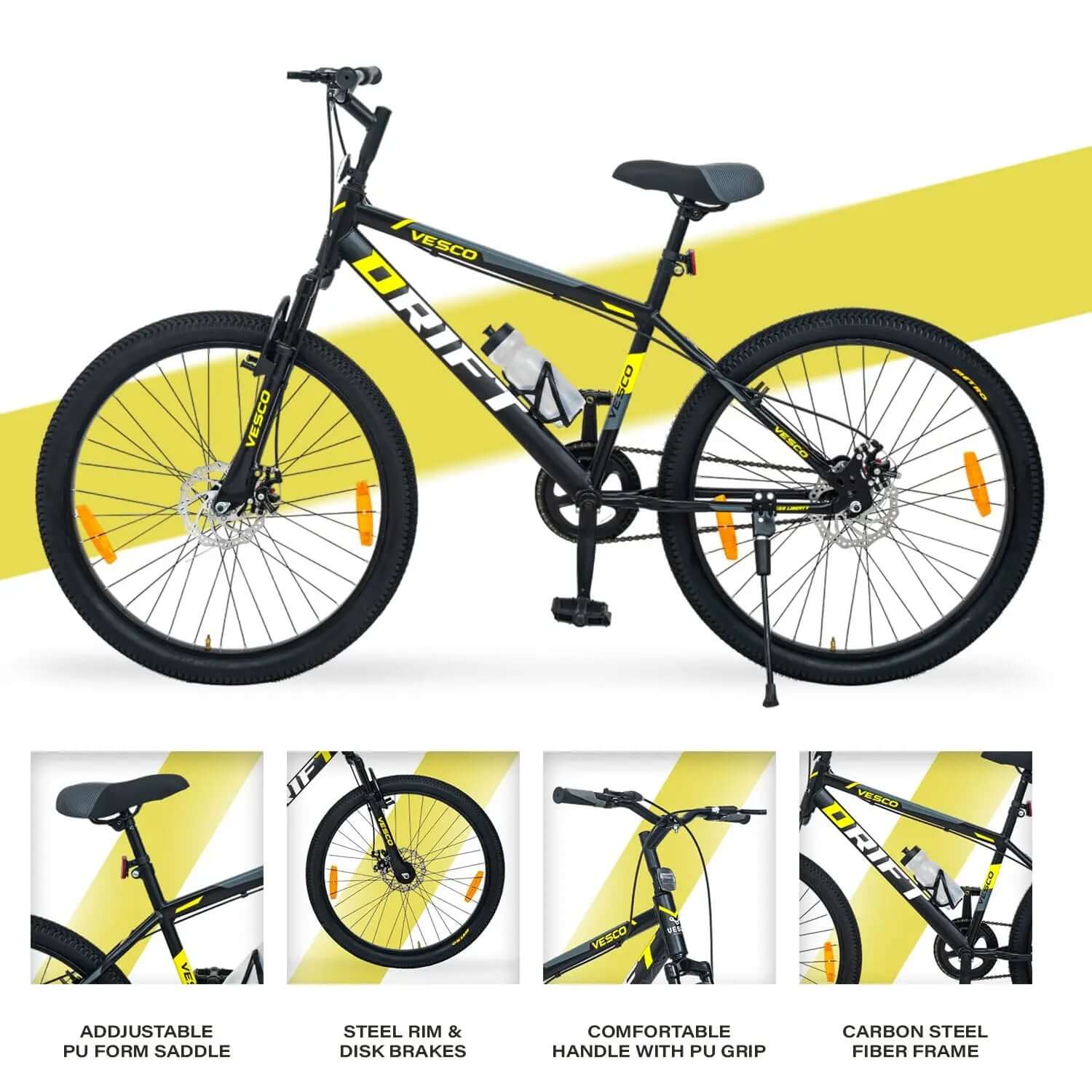 26T Drift Black Mountain Bicycle - Vesco Cycles
