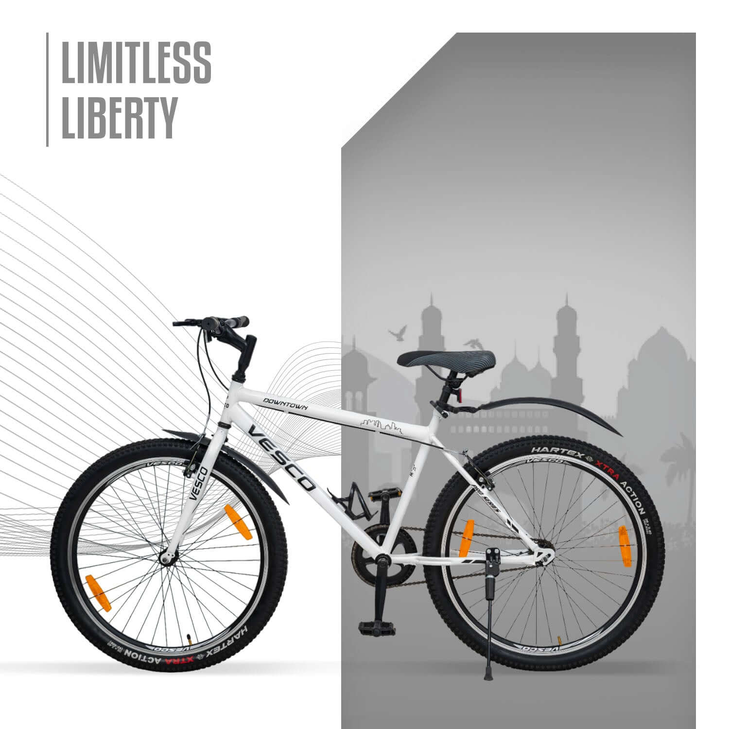 26T White Downtown Hybrid Cycle - Vesco Cycles
