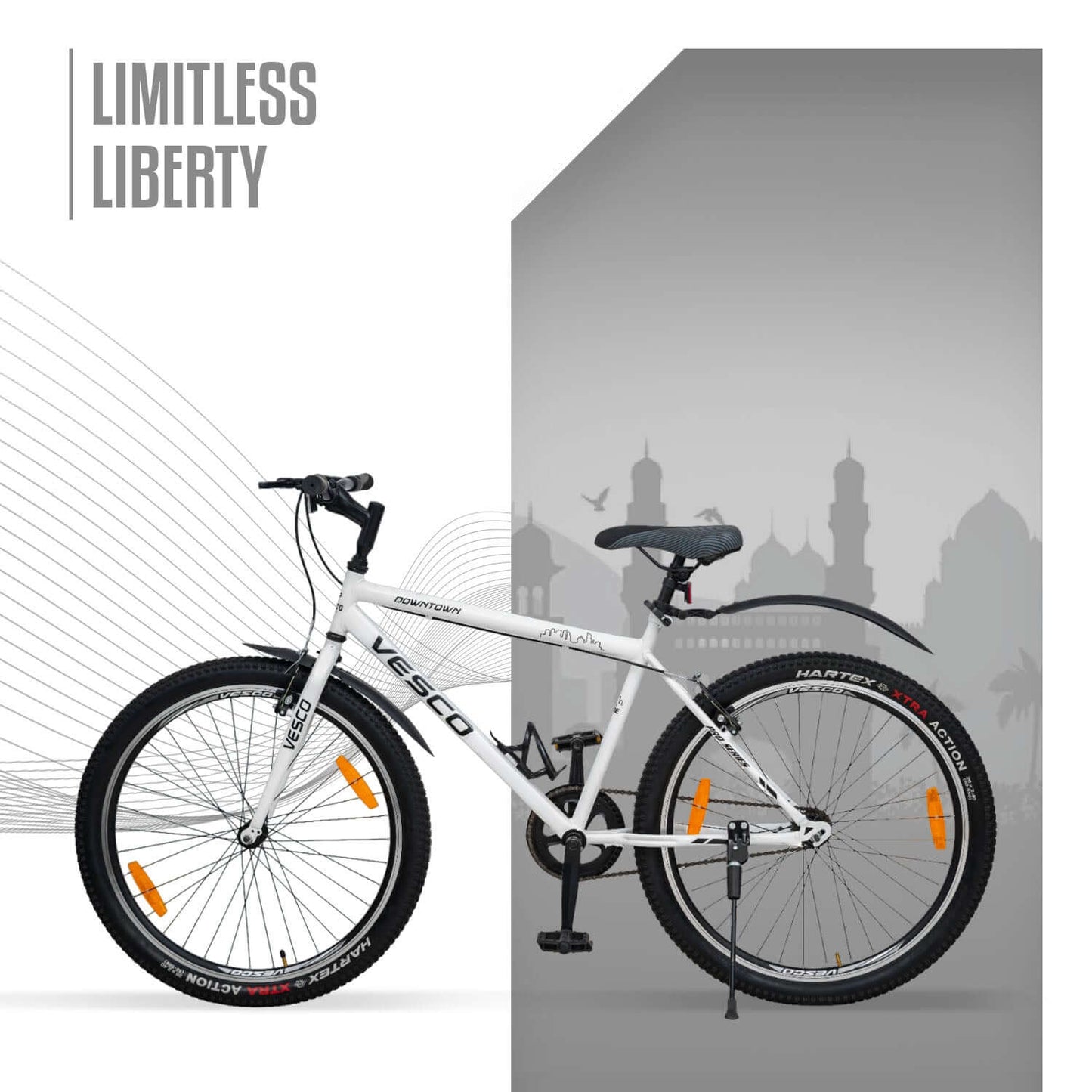 26T White Downtown Hybrid Cycle - Vesco Cycles