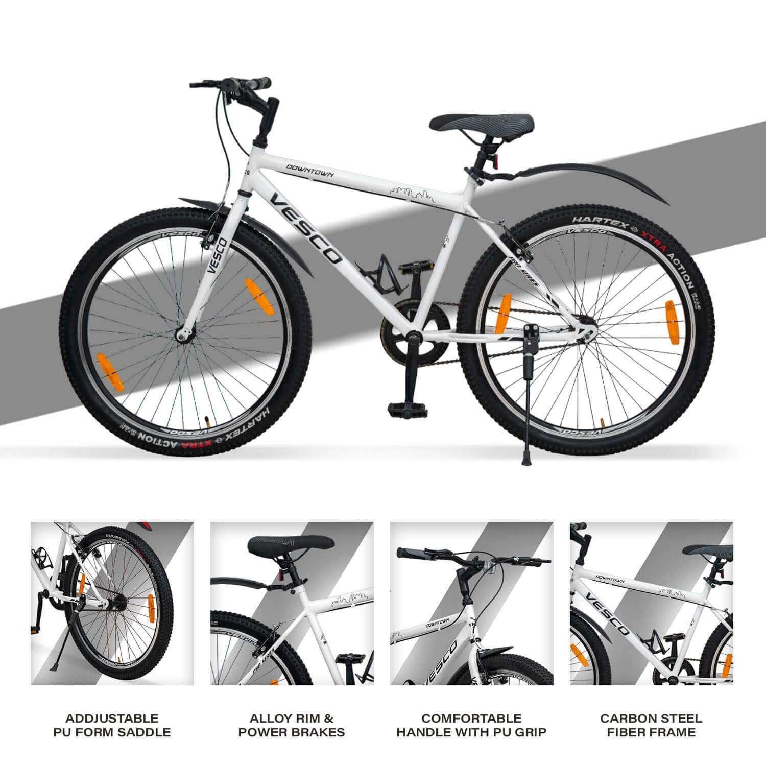 26T White Downtown Hybrid Cycle - Vesco Cycles