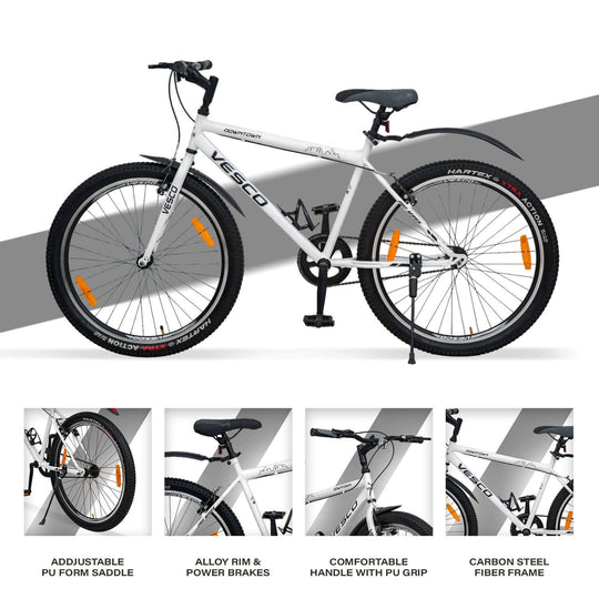 26T White Downtown Hybrid Cycle - Vesco Cycles