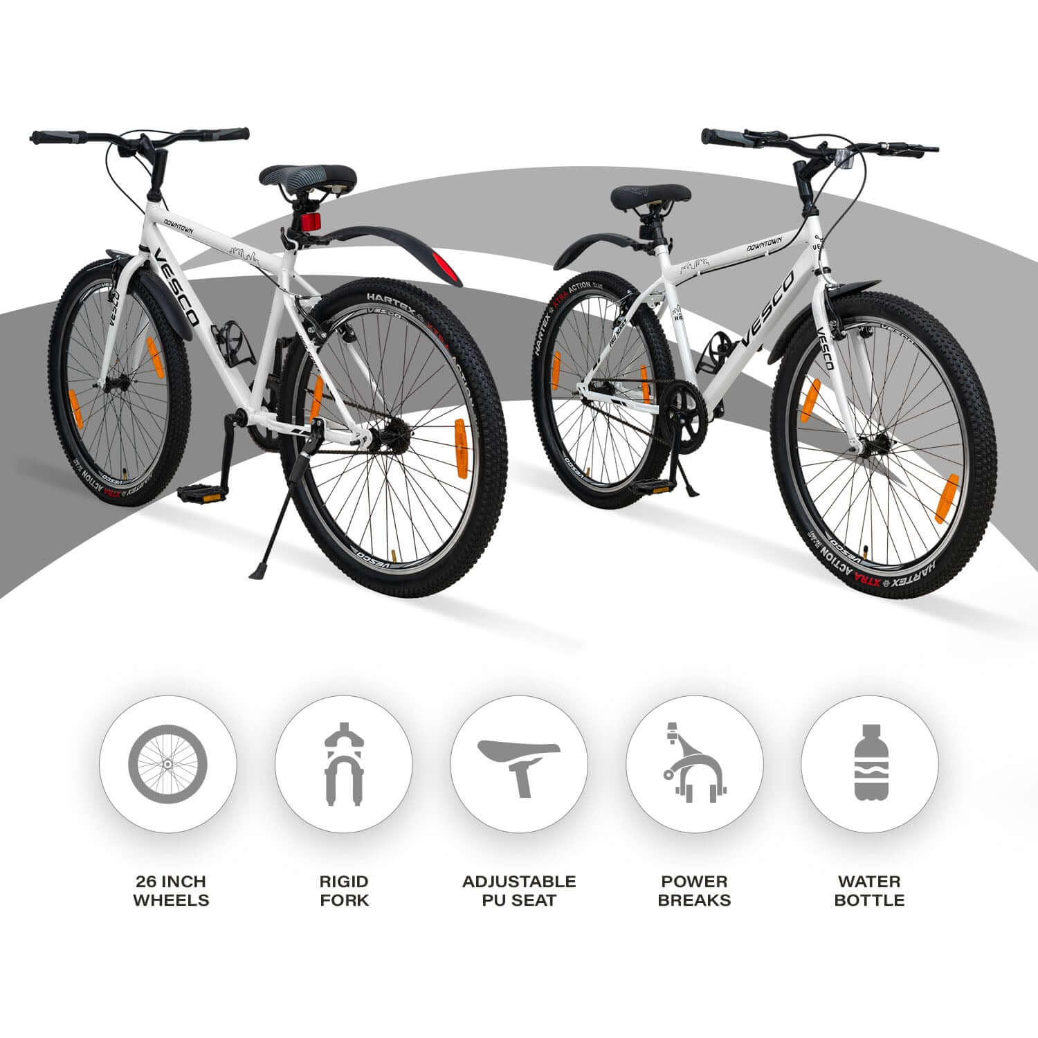 26T White Downtown Hybrid Cycle - Vesco Cycles