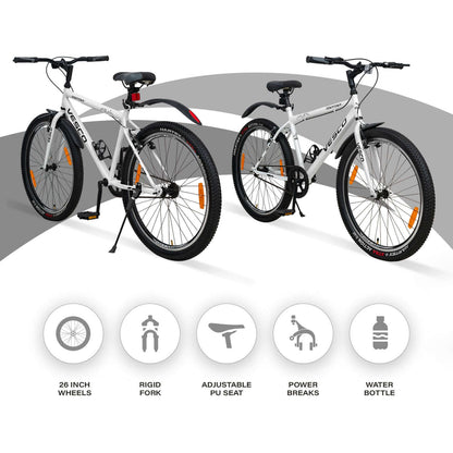 26T White Downtown Hybrid Cycle - Vesco Cycles