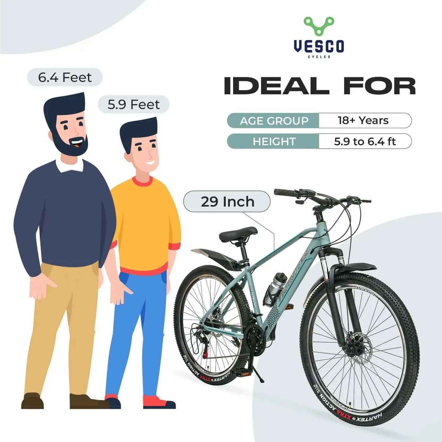 29T Grey Throttle 21 Speed MTB Mountain Bicycle - Vesco Cycles