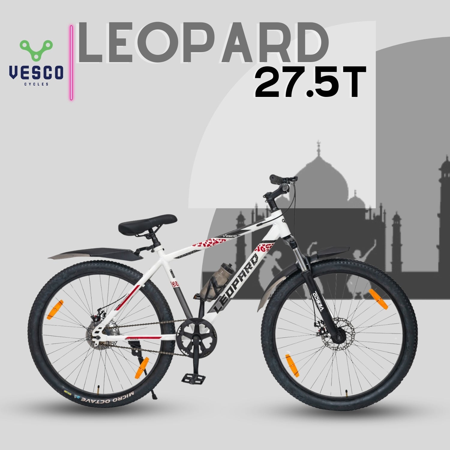 Vesco Leopard 27.5 Bicycle for Men with Dual Disk | Front Suspension | Ideal for: 17+ Years Boys & Men