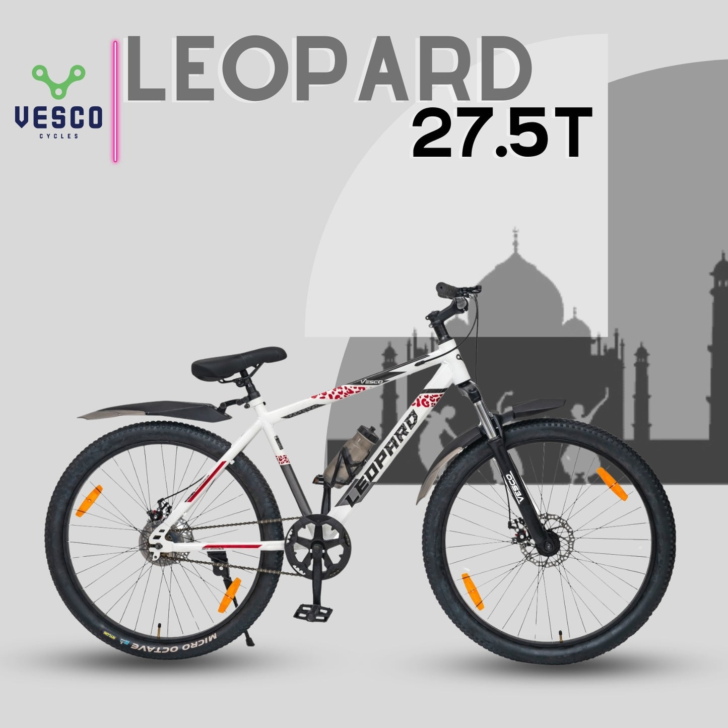 Vesco Leopard 27.5 Bicycle for Men with Dual Disc brakes | Front Suspension | Ideal for: 17+ Years Boys & Men