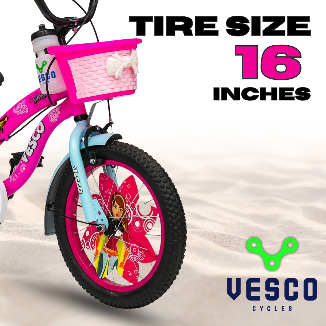 VESCO Super Girl 16 T Road Cycle (Single Speed, Pink, Rigid)