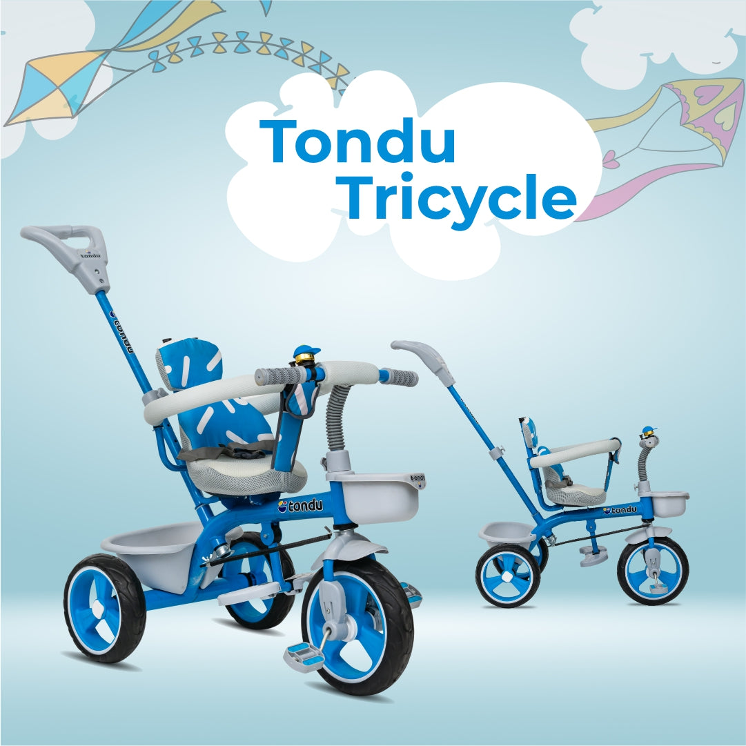 TONDU Tricycle for Baby/Kids with Safety Arm & Seat Belt with Parental Control Tricycle (Blue)