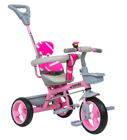 TONDU Tricycle for Baby/Kids with Safety Arm & Seat Belt with Parental Control Tricycle (Pink)