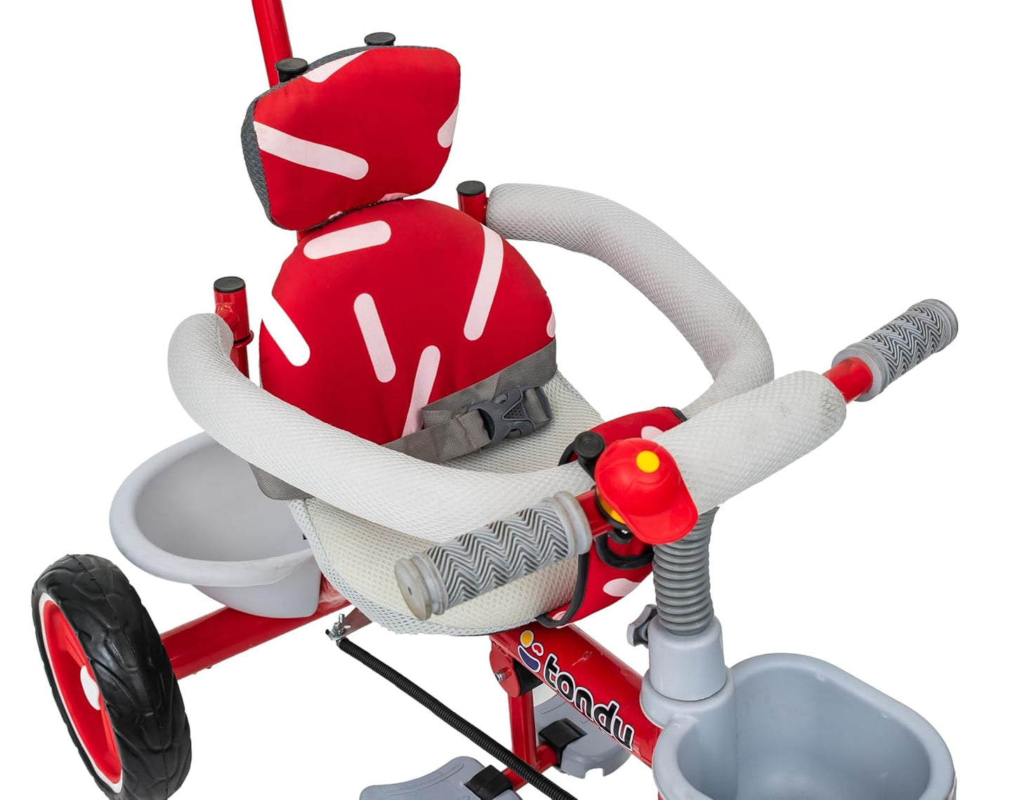 TONDU Tricycle for Baby/Kids with Safety Arm & Seat Belt with Parental Control Tricycle (Red)