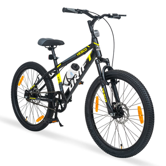 VESCO 24-T Drift Cycle for Big Kid's MTB Mountain Bike (Black)