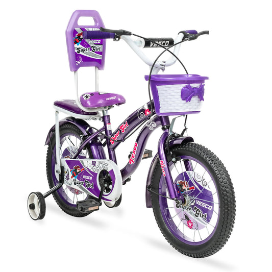 VESCO Super Girl 16T Bicycle for Kids (Purple)