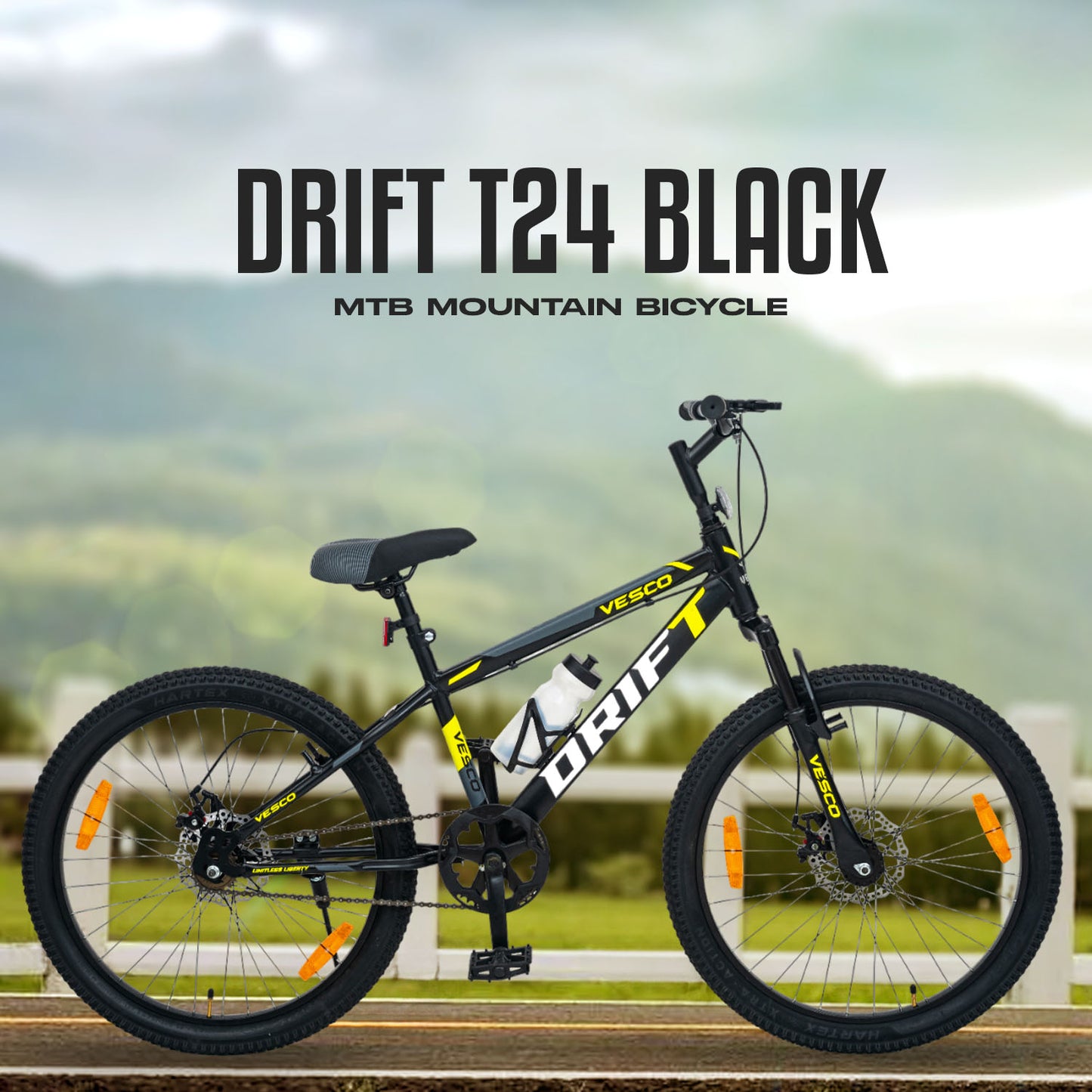 VESCO 24-T Drift Cycle Mountain Bike (Black)