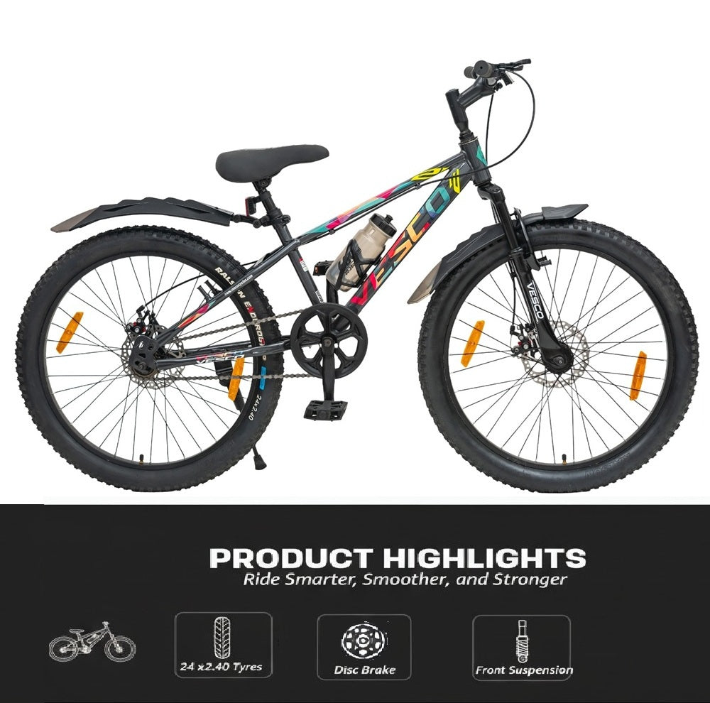 Vesco Yugo 24T Kids Cycle | Dual Disc Brakes & Suspension