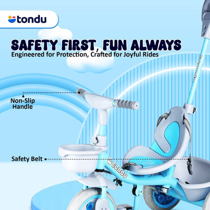 Blue TONDU Kiddo Tricycle Best for 1.5 Year to 4 Years Kids - Vesco Cycles