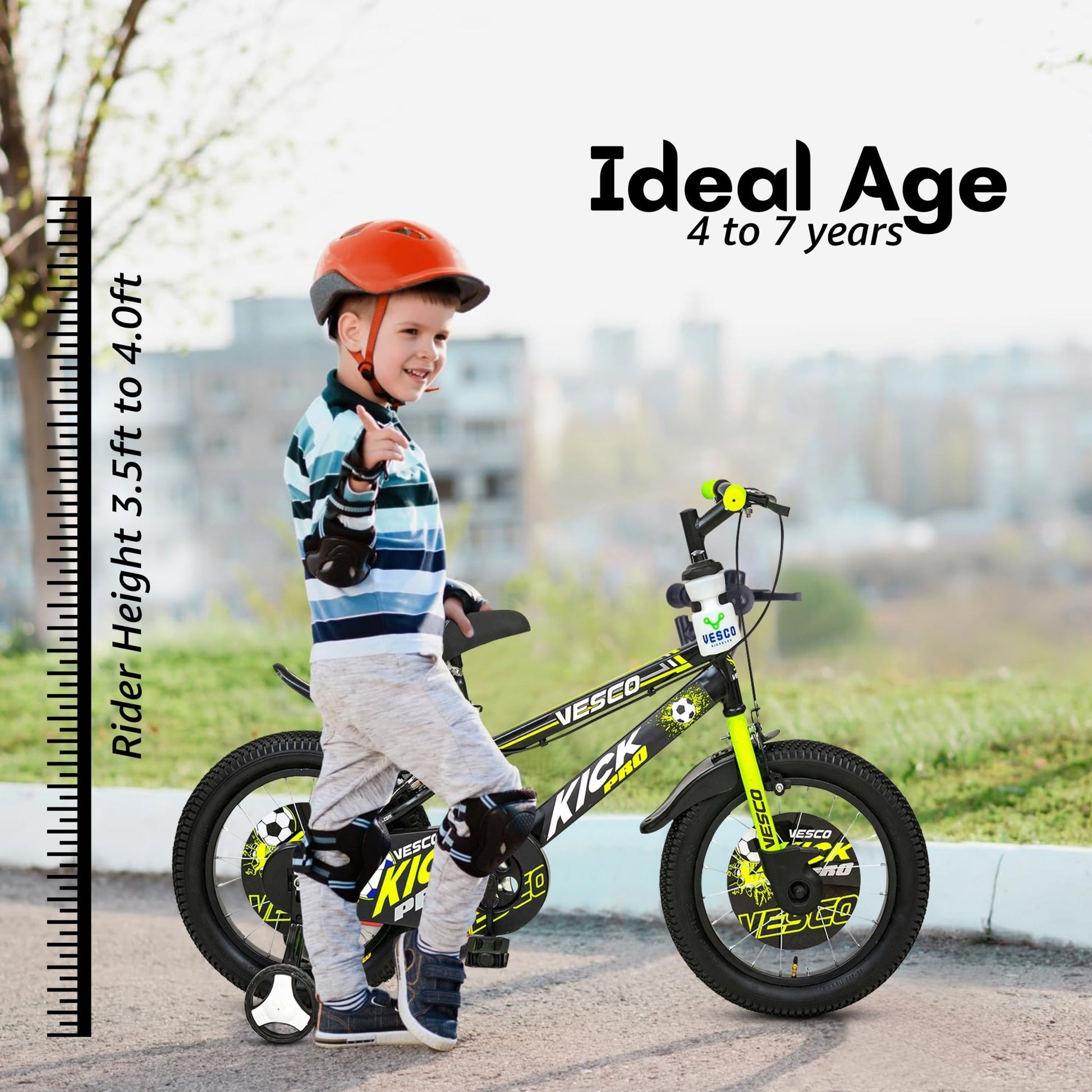 KICK PRO Green 16 - T Cycle for Boys & Girls age 4 to 6 Year - Vesco Cycles