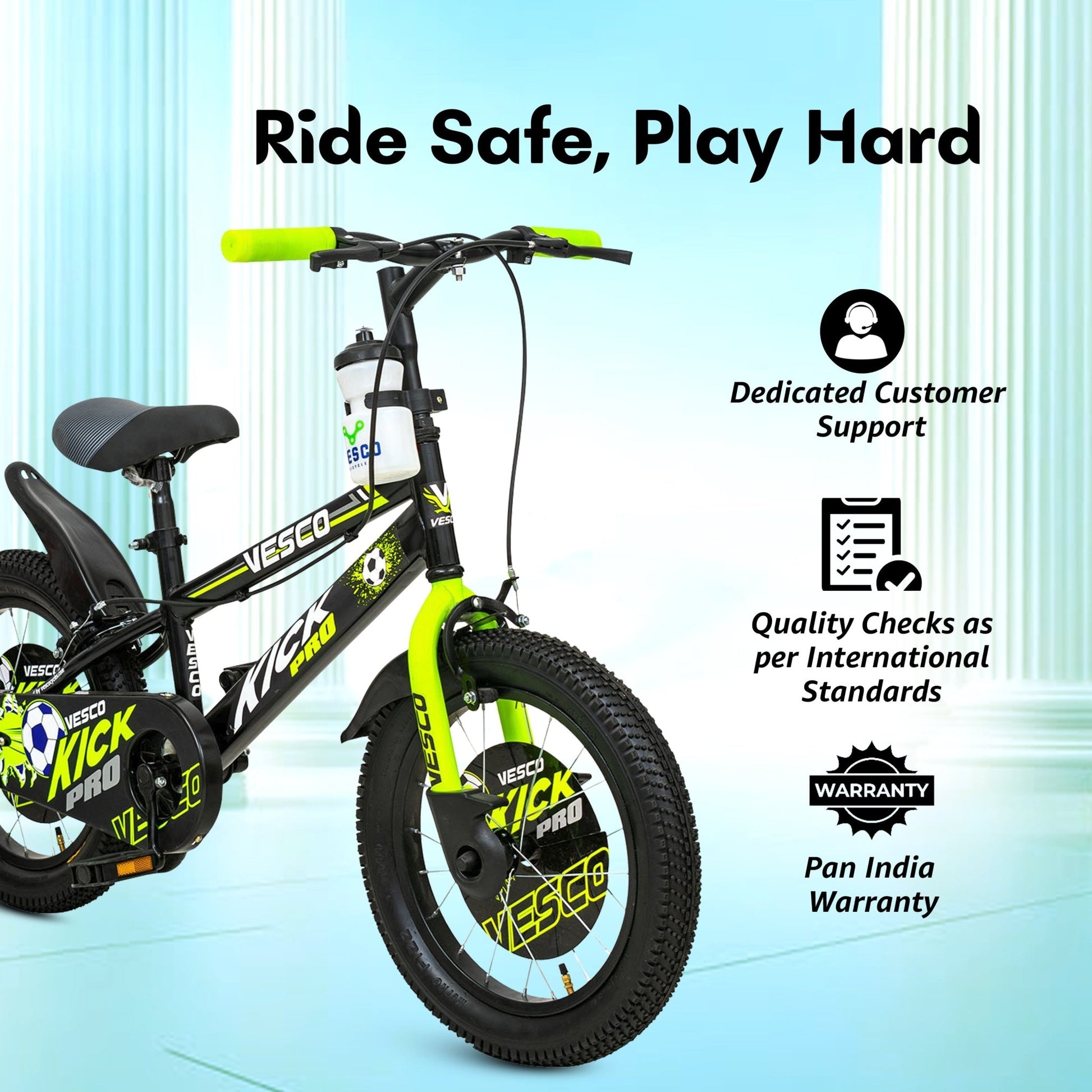 KICK PRO Green 16 - T Cycle for Boys & Girls age 4 to 6 Year - Vesco Cycles
