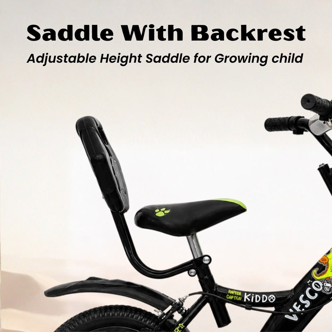 Kiddo 14T Kids Cycle with Back Rest & Training Wheels - Vesco Cycles