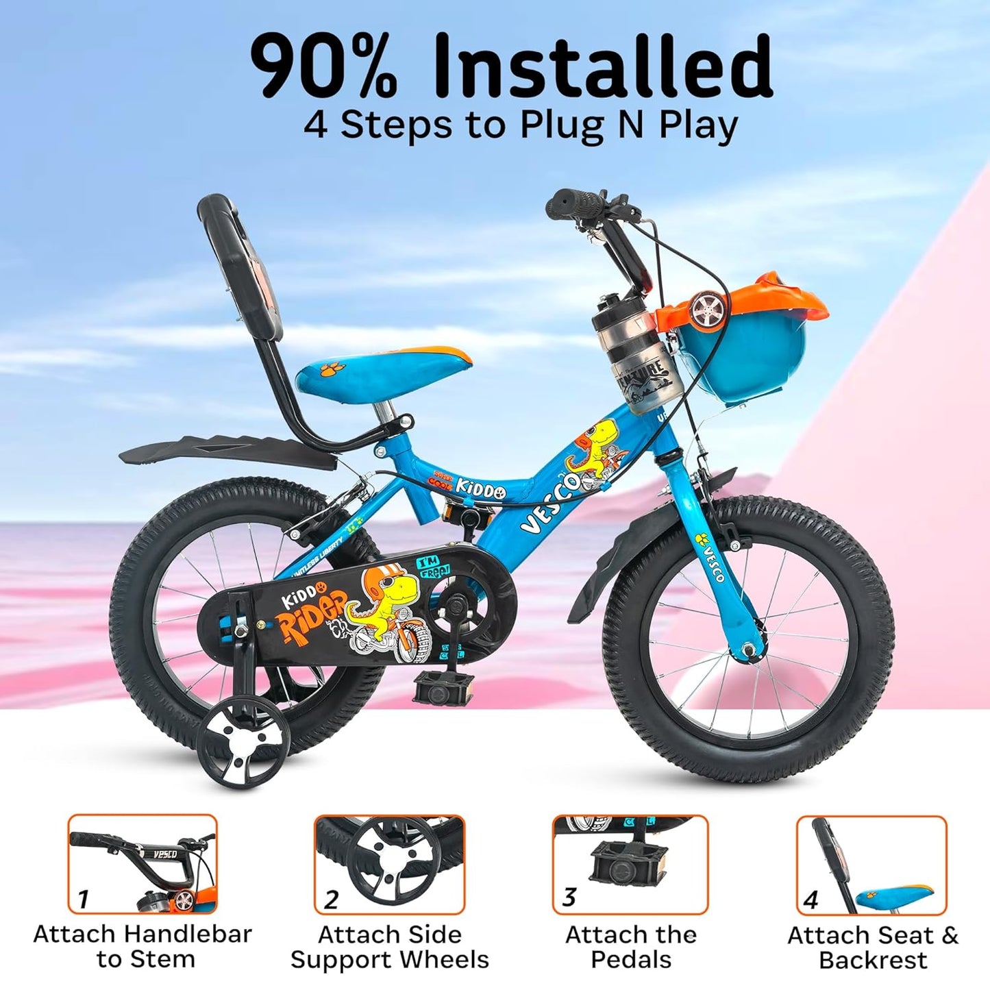 Kiddo 14T Kids Cycle with Training Wheels - Vesco Cycles