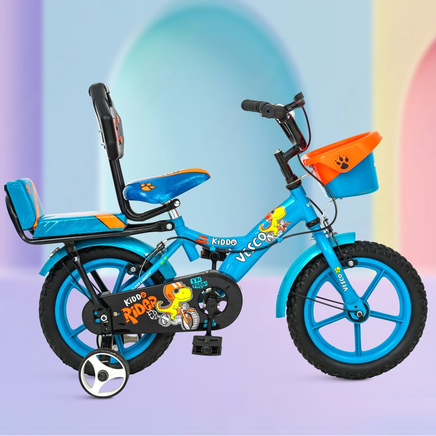 Kiddo Cycle 14 - T Kids Sports Bicycle Training Wheels - Blue - Vesco Cycles