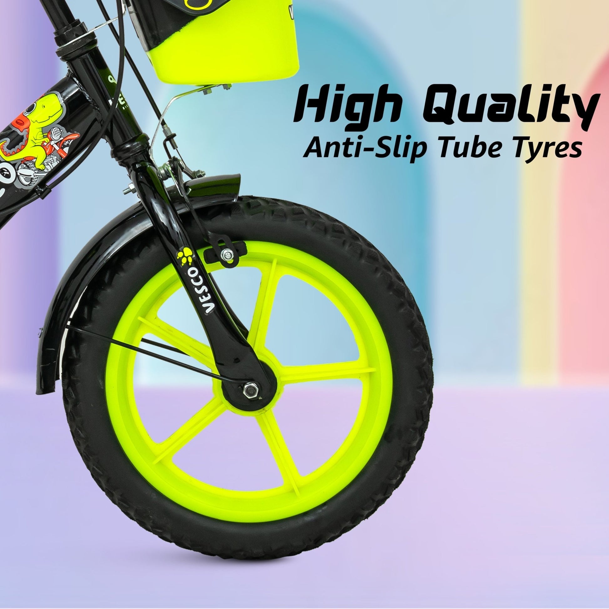 Kiddo Cycle 14 - T Kids Sports Bicycle Training Wheels - Green - Vesco Cycles