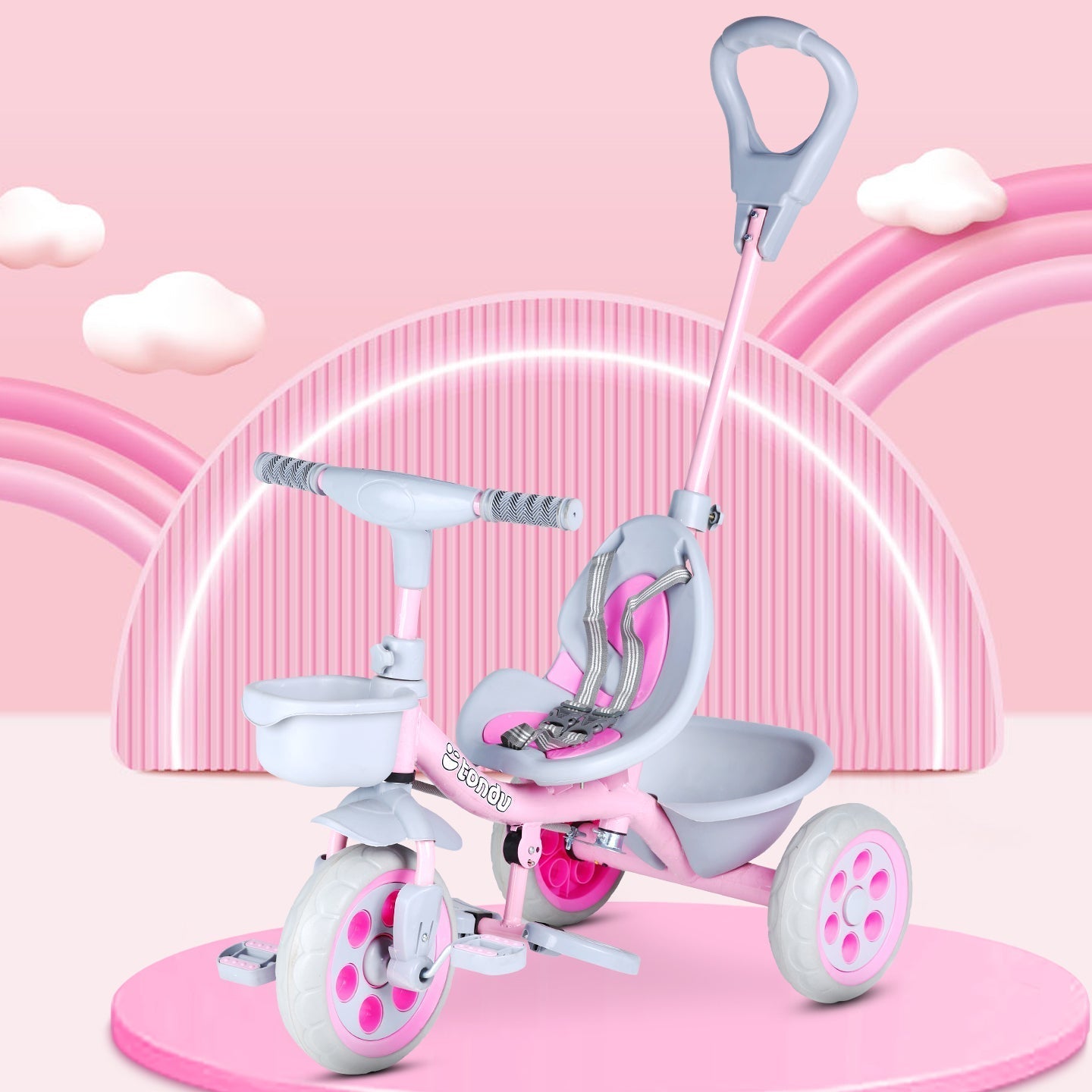 Pink TONDU Kiddo Tricycle Best for 1.5 Year to 4 Years Kids - Vesco Cycles