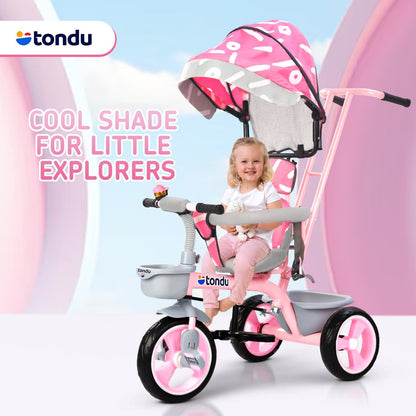 Pink TONDU Tricycles with Canopy Seat Belt - Vesco Cycles